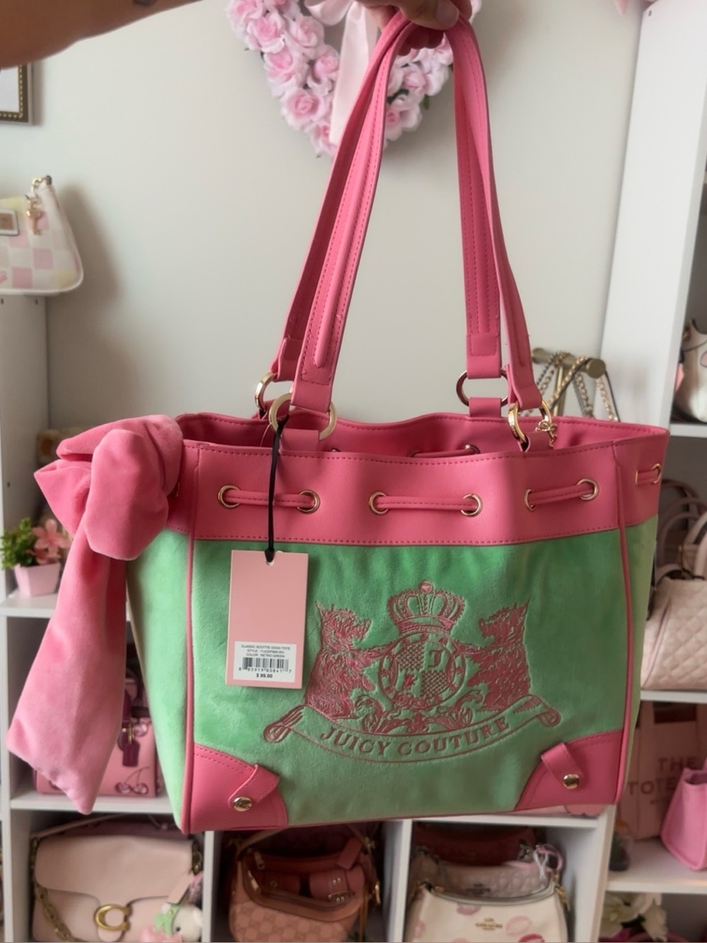 Juicy Couture Pink and Green Day Dreamer Bag